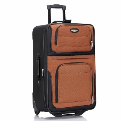 Image of Travel Select Amsterdam Expandable Rolling Upright Luggage, Orange, Checked Medium 25 Inch, Luggage