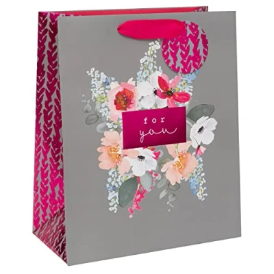 Image of Glick Luxury Gift Bag, Happy Birthday Just for You Large, Grey and Pink, Celebration, Birthdays/Weddings/Anniversaries/House Warming/Thank, GLST34, Multi Colour, BAG LARGE