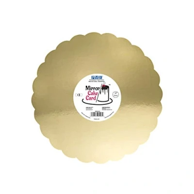 Image of PME CMSG919 Mirror Cake Card Scallop Metallic Gold Pack of 3, 25cm/10 Inch