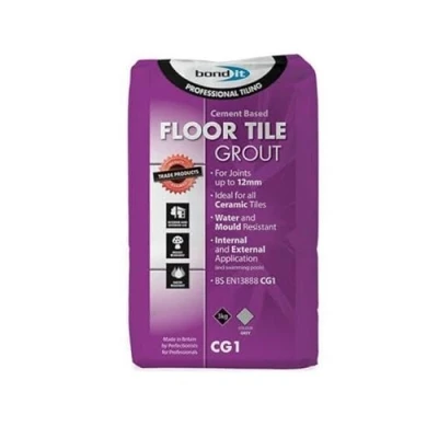 Image of Bond It GREY Floor Tile Grout 3kg Cement Based Formula Ceramic Tiles Slurry Bag Water &amp; Mould Resistant