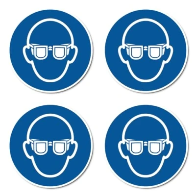 Image of Use eye protection: M004 DIN EN ISO 7010 / ASR A1.3 sticker: diameter 10 cm, pack of 4