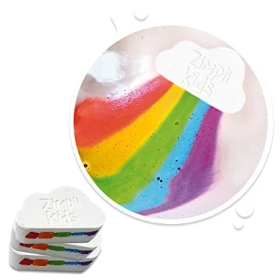 Image of 3 x Large Cloud Rainbow Bath Bombs from Zimpli Kids, Special Effect Handmade Baff Bombz Gift Set for Children, Non Irritating and Toxic