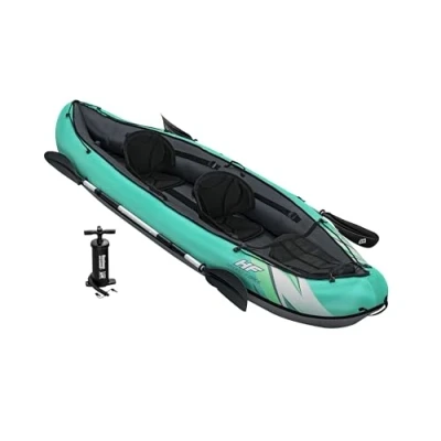 Image of Bestway Hydro Force 2 Person Inflatable Kayak Ventura Set with Hand Pump, Paddles and Storage Bag, Turquoise, 86 x 333 113 cm