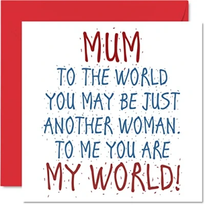 Image of Lovely Birthday Cards for Mum You Are My World Happy Card from Daughter or Son, Mother Gifts, 145mm x Mother&#039;s Day Greeting Gift Mummy Mama