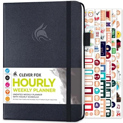 Image of Clever Fox Planner Schedule Undated Weekly &amp; Monthly Life with Time Slots, Appointment Book Daily Organizer, A5 (Grey)