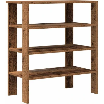 Image of vidaXL Engineered Wood Shoe Rack Brown 61x32x70cm Slim Organizer for Entryways, Mudrooms, Hallways
