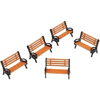 Image of Painted Model Patio Bench Miniature Building Train Layout Scale HO OO (1 to 75) 5pcs