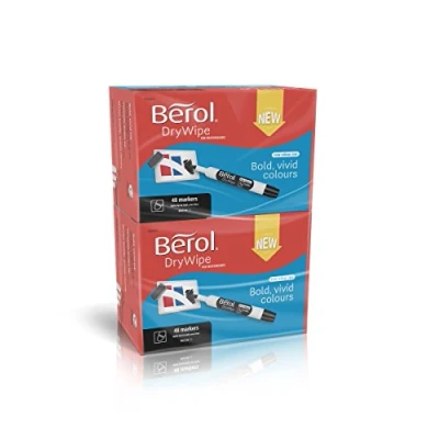 Image of Berol Dry Wipe Bullet Tip Whiteboard Marker Black (Pack of 96)
