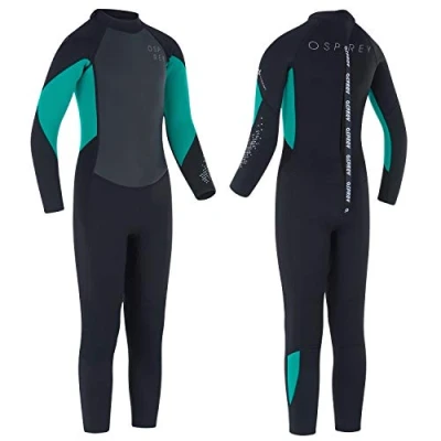 Image of Osprey Kids Full Length 3mm Summer Wetsuit, Neoprene Surfing Bodyboarding Zero, Teal
