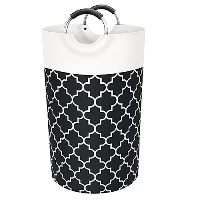 Image of FAIRWAYUK Foldable Laundry Basket 82L Large Collapsible Baskets with Strong Handle, Double Layer Fabric Clothes Hamper Bin Bag, Black (74x38cm)