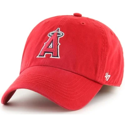 Image of &#039;47 MLB Team Color Primary Logo Franchise Fitted Baseball Hat Cap, Unisex Adult, Los Angeles Angels Red, XL