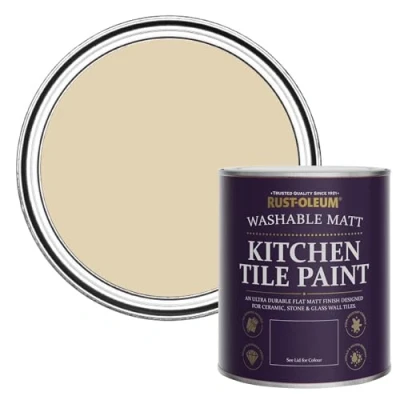 Image of Rust Oleum Beige water resistant Kitchen Tile Paint in Matt Finish Sandhaven 750ml