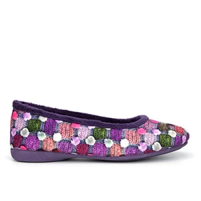 Image of Sleepers Womens Samira Ballerina Slippers with Memory Foam Insole and Rubber Sole Purple 5 UK