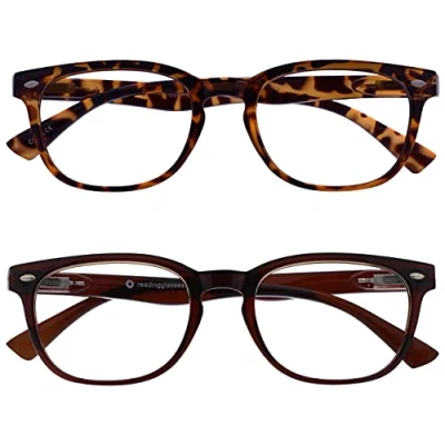 Image of UV Reader Brown Tortoiseshell &amp; Reading Glasses Value 2 Pack Designer Style Mens Womens Spring Hinges UVR2PK014_015 +1.50
