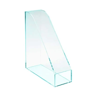 Image of OSCO Glass Look Acrylic Magazine Rack Folder Storage File Organiser Desk &amp; Shelf Filing Document Holder Office Paperwork Brochure Display H31 x W9.5 D26 cm