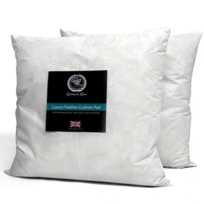 Image of Luxury New White Duck Feather Cushion Pad Inner Insert 22 x 22&quot; (55 55 cm) 100% Natural Cotton Anti Dust Mite And Down Proof Cover Double Stitched Seams Non Allergenic Machine Washable FREE P&amp;P