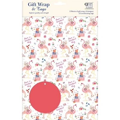 Image of Gift Wrap &amp; Tags Flamingo