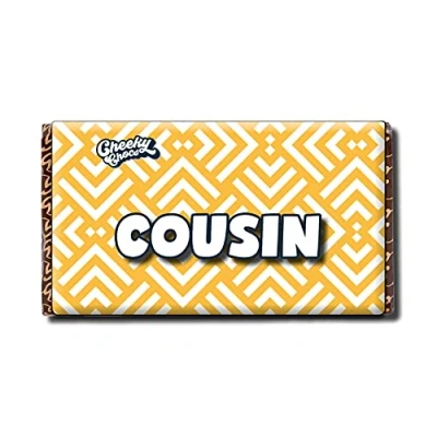 Image of Cousin Chocolate Bar with Novelty Joke Wrapper Funny Rude Gift Birthday Present (Chocolate Included)