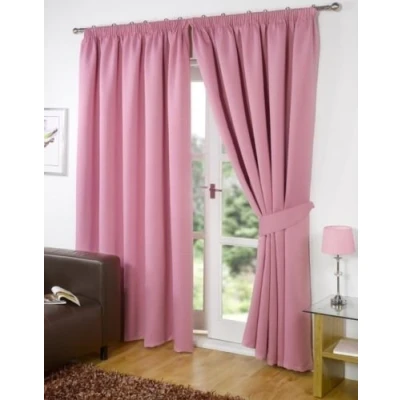 Image of viceroy bedding PAIR OF Luxury FAUX SILK Pencil Pleat Curtains INCLUDING MATCHING TIE BACKS (46&#039;&#039; x 72&#039;&#039;, Pink)
