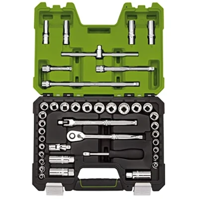 Image of Draper Expert MM/AF Combined Socket Set, 3/8&quot; Sq. Dr., Green (41 Piece)