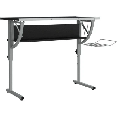 Image of vidaXL Craft Desk Black&amp;Grey 110x53x(58 87) cm Engineered Wood&amp;Steel