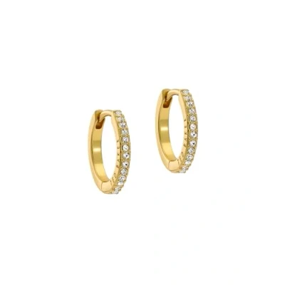Image of Ted Baker Heplie Crystal Hoop Earrings (14mm outside diameter) For Women (Gold/Crystal)