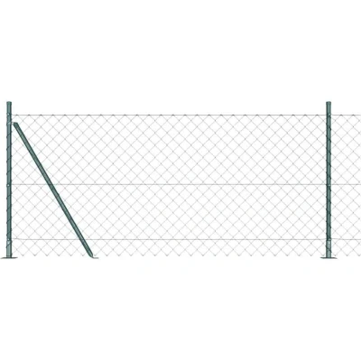 Image of vidaXL Chain Link Fence with 7 Flanged Posts 1x10 m Galvanised Steel