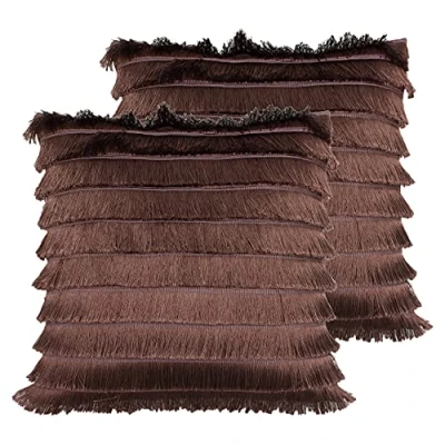 Image of furn. Flicker Twin Pack Feather Filled Cushions, Rock Rose, 45 x 45cm