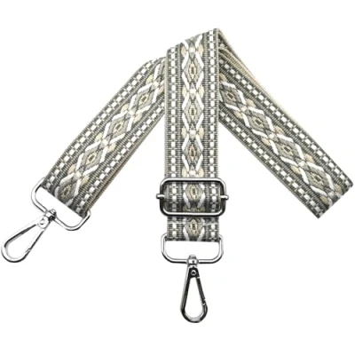 Image of Omxyinma Adjustable Shoulder Strap for Bags, Women&#039;s Carry Strap, Bag Straps Changing, Wide 3.8 cm with Silver Carabiner, Bag, Handbags, Grey, N10