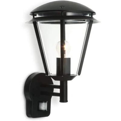 Image of INOVA Outdoor Lights with Sensor Security Motion Matt Black Stainless Steel PIR Detector Outside IP44 Weatherproof Wall