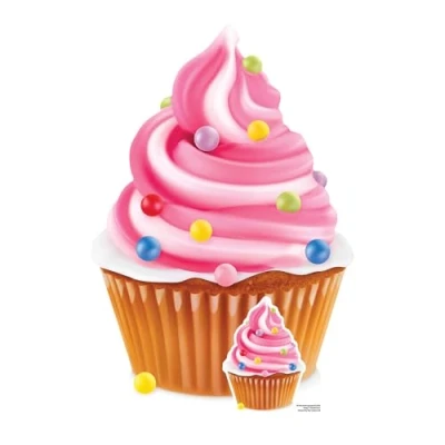 Image of Star Cutouts SC4359 Pink Cupcake Swirl Mini Cardboard Cutout with