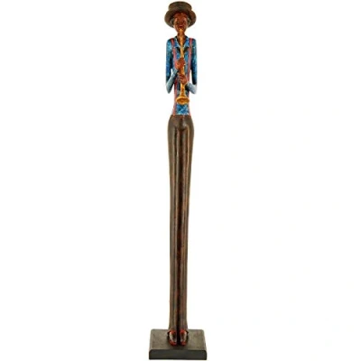 Image of LIH Tall Standing Jazz Band Trumpeter Blue Shirt Figurine Ornament 60cm