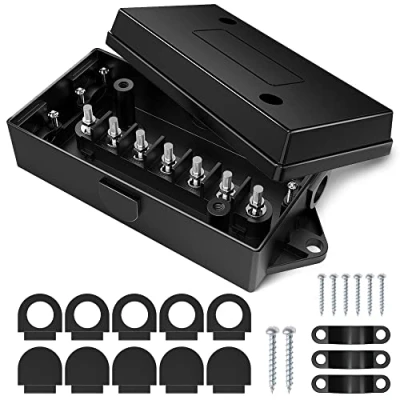 Image of MICTUNING 7 Way Electrical Trailer Junction Box Gang Wire Connection Weatherproof for Rewiring Camper RV Caravans Boat Light Connectors