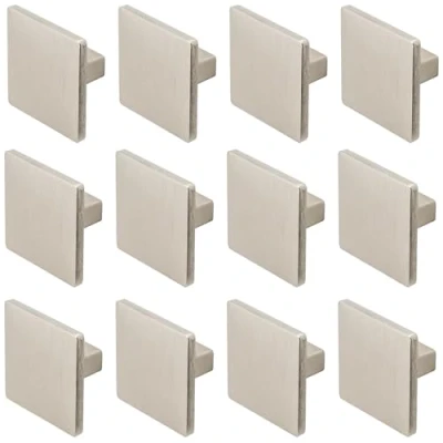 Image of Decoranddecor Calla Square Cabinet Knob Door Pull Handle Kitchen Cupboard Furniture Drawer (12 Pack, Matt Gold)