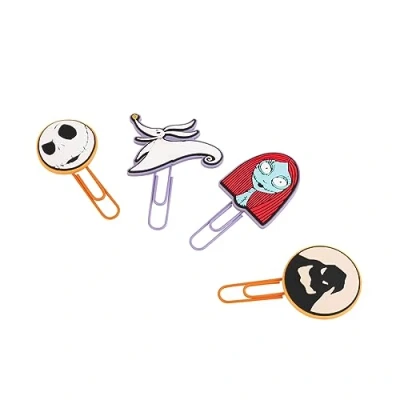 Image of Grupo Erik The Nightmare Before Christmas Pack of 4 Paper Clips with Topper Cute Bookmarks Coloured Funny Bookmark Gifts