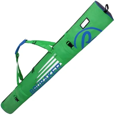 Image of BRUBAKER Padded Ski Bag Skibag &#039;Carver Champion&#039; for one Pair of and Poles 170 cm Green/Blue