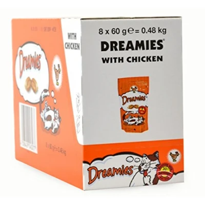 Image of Dreamies Cat Treats Delicious Snacks with Chicken, 8 Pouches (8 x 60 g)