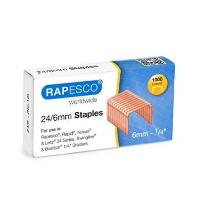 Image of Rapesco S24600Z3 24/6mm (No.16) Copper Plated Staples, Box of 1000