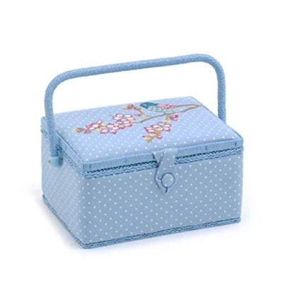 Image of Hobby Gift Sewing Box, Wood/Fabric, Embroidered Tweet, Medium