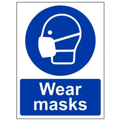 Image of V Safety Wear Masks PPE Sign 150mm x 200mm 1mm Rigid Plastic