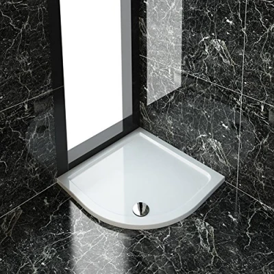 Image of ELEGANT 900 x 40 mm Quadrant Stone Tray for Bathroom Shower Enclosure Corner Glass Door Waste Trap