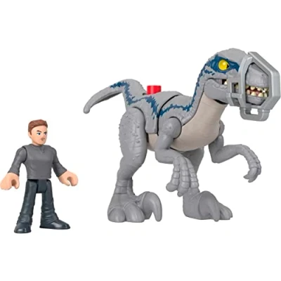 Image of Imaginext Jurassic World Dominion Dinosaur Toy Set with Blue and Owen Grady for Preschool Pretend Play, Breakout ​
