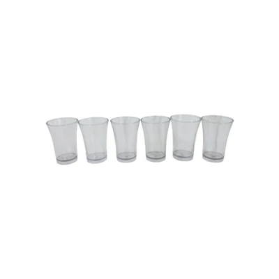 Image of Chabrias Ltd Pack of 6 50ml Plastic Reusable Shot Glasses in Multiple Colors UK Made Ideal for Parties and Events (Clear)