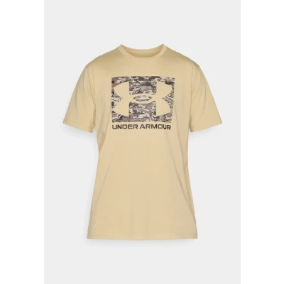 Image of Under Armour CAMO Boxed LOGO Print Tshirt, Men&#039;s, Size: Large, Field khaki/timberwolf taupe