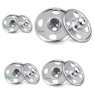 Image of Snap Fasteners,140 Sets Stainless Steel Sew on Press Studs Buttons Snaps Sewing Hook and Eye Fastenings,for Clothes Leather Craft Purse Handbag Repairs(8.5mm,10mm,12mm,16mm) Silver