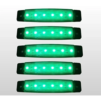 Image of flexzon 5 Pcs 6 Led Green Front Side Marker Light Position 24V Volt Smd For Truck Trailer Lorry Cab Bus
