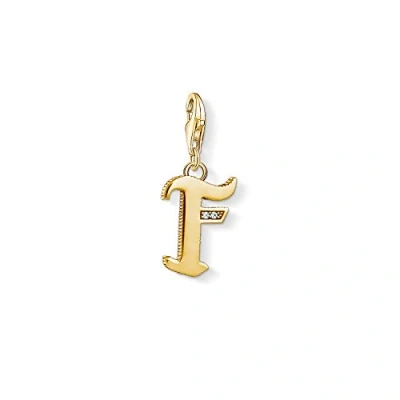 Image of Thomas Sabo Women Charm Pendant Letter A Z Club 18k Yellow Gold Plating 925 Sterling Silver, F