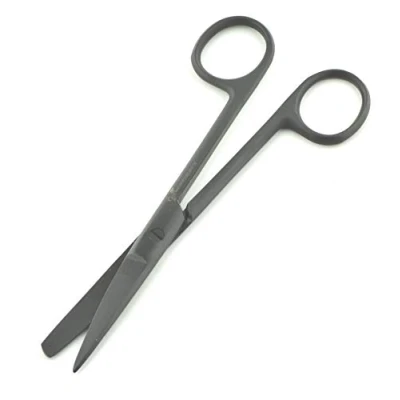 Image of Dressing Scissors First aid Vet All Purpose Sharp/Blunt 5&quot;Stainless Steel Autoclavable Plasma Coated in 4 Colors (Black Coated)