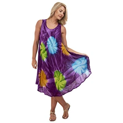 Image of Magritta Women Ladies Plus Size Sleeveless Tie Dye Beach Summer Sundress For 12 to 24 (One Size, Design 5)
