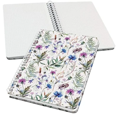 Image of SIGEL JN618 Jolie Spiral notebook, Misty Meadows, dotted (dot grid), 100 gsm, 16,2 x 21,5 cm, hardcover, 120 pages, violet, Blue, Green